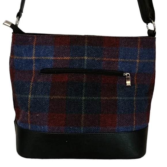 EUC Mucros Made in Ireland Plaid Wool and Leather Crossbody Shoulder Bag - Picture 7 of 11